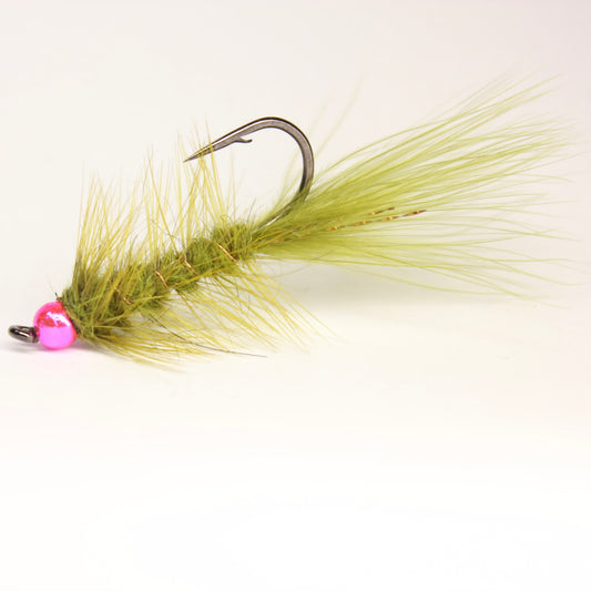 Olive Hothead Wooly Bugger (pink)